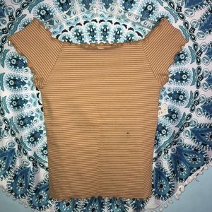 NWT Mustard Yellow “Lettuce Striped Top”